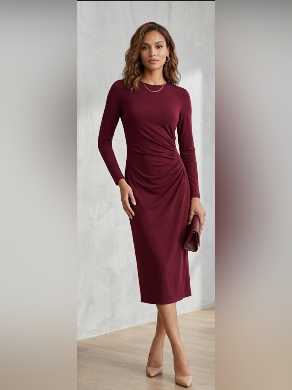 𝅺NWT! THEORY Vermilion Jersey Dress in Burgundy
